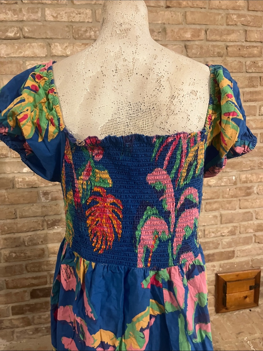 Blue Floral Smocked Maxi Dress - Women - Picture 4 of 6